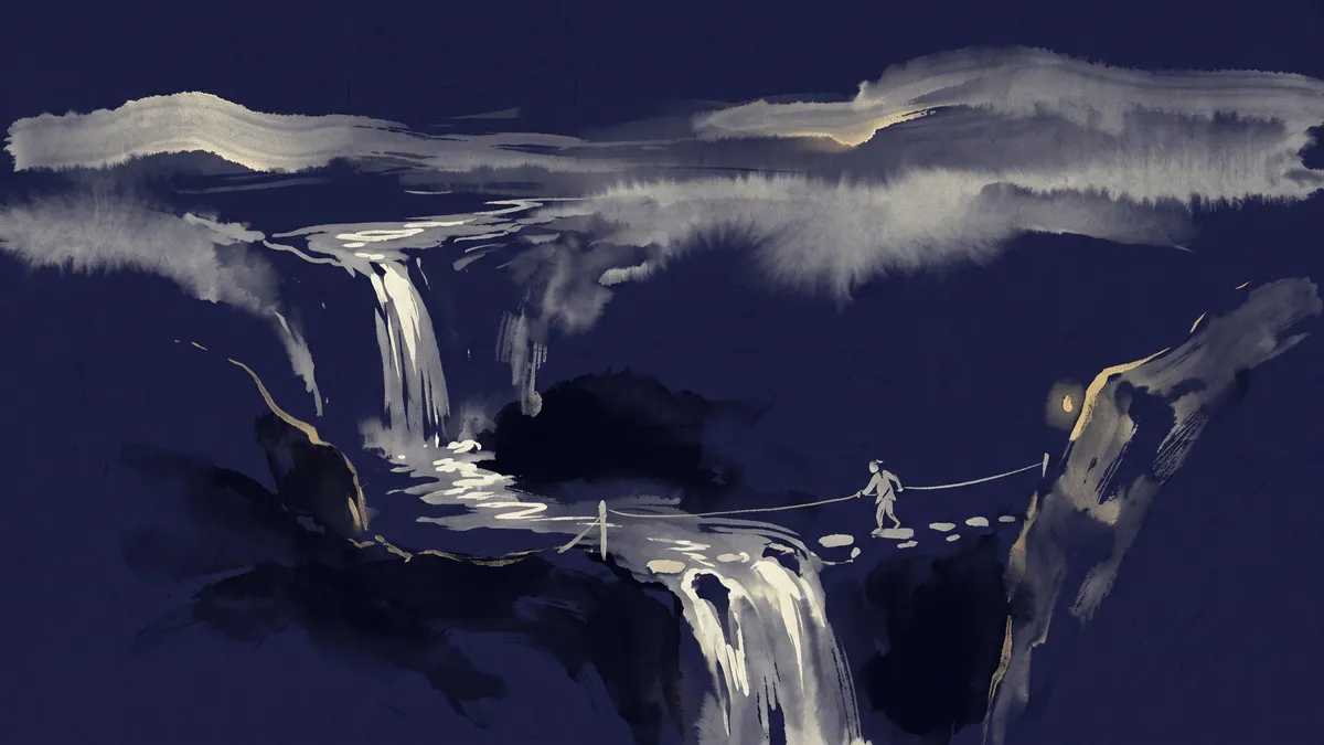 ภาพวาดหมึกจีนประกอบอี้จิงฉ้วนที่ 29 ห้วงน้ำซ้อน — ภยันตราย